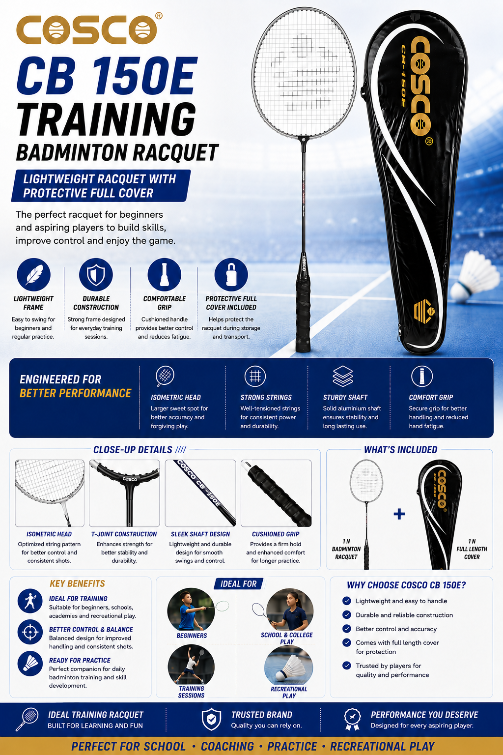 COSCO CB 150E Training Badminton Racquet | Durable Practice Racket