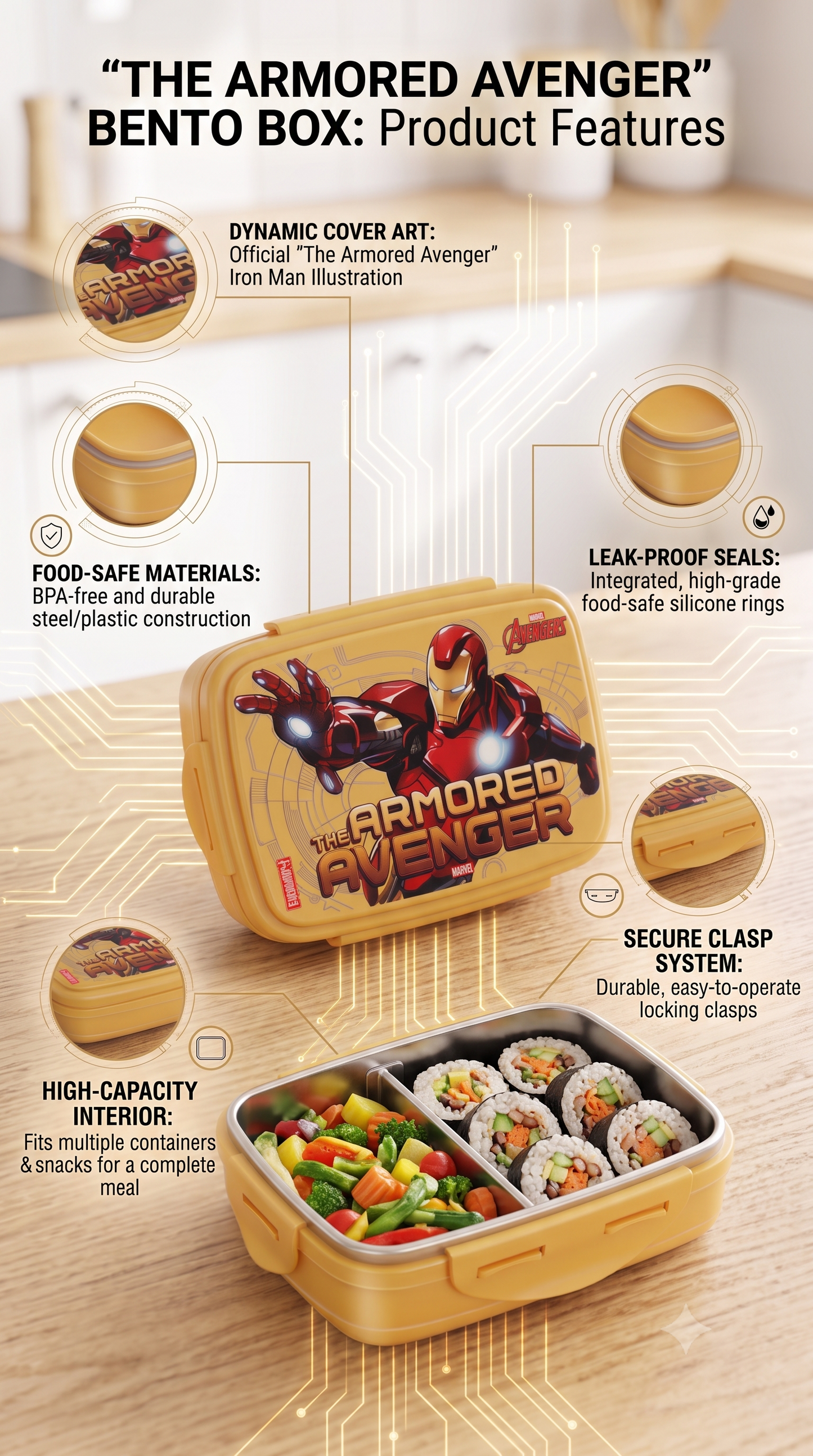 Marvel Lunch Box 600ml,Avengers Tiffin Box