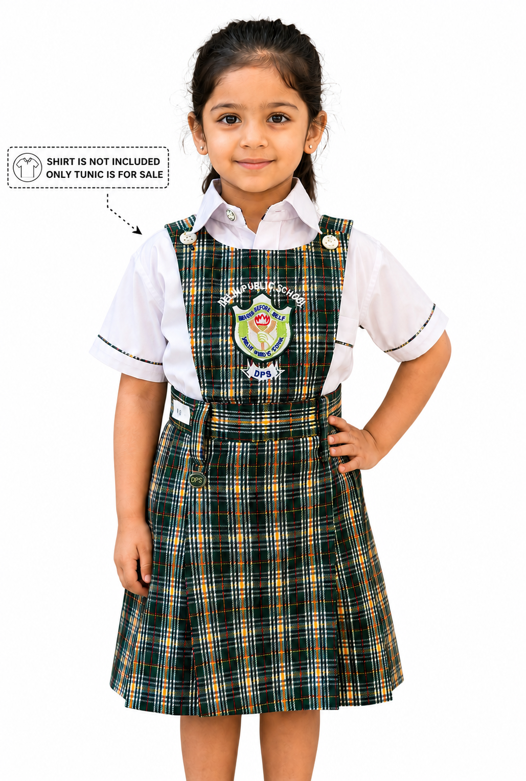 DPS Green Check Tunic for Girls