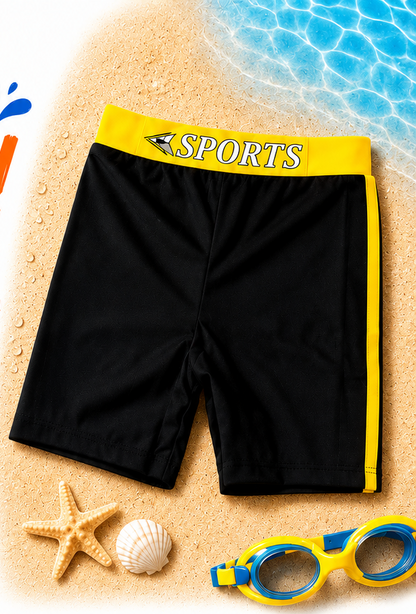 Boys Athletic Yellow Swim Trunks