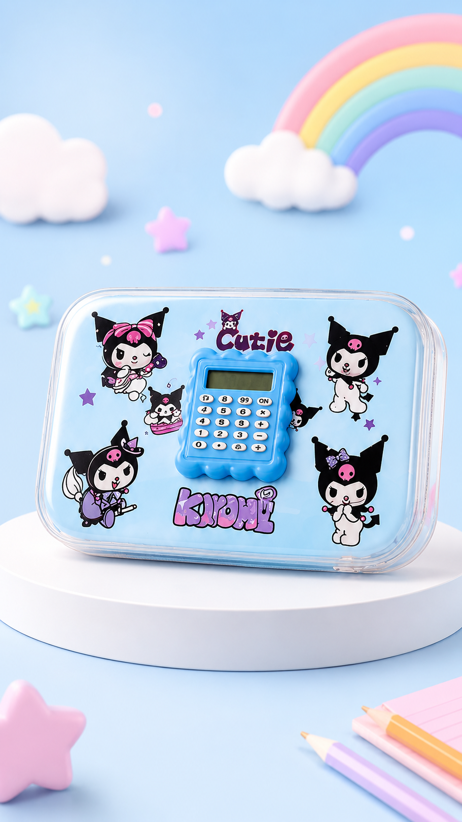 Kuromi EVA Hardshell Pencil Case with Calculator Design | Multipurpose Stationery Storage Box for Kids