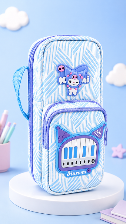 Kuromi Cartoon Pencil Case | 3D Piano Design Multi-Compartment Pencil Pouch