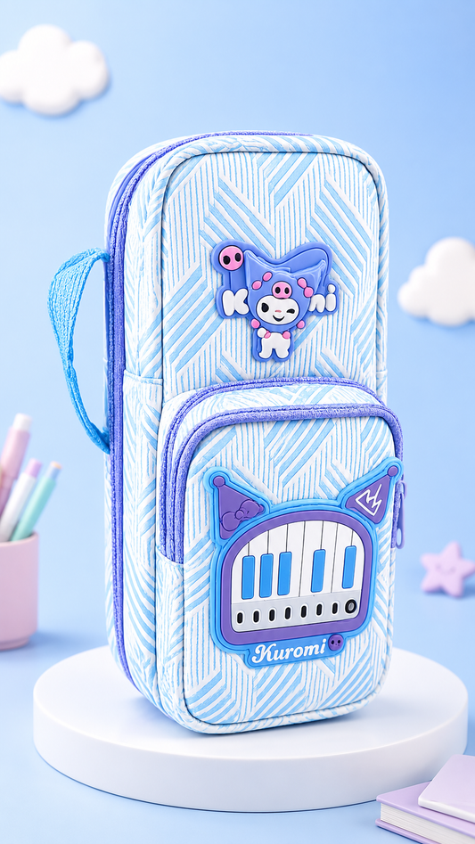 Kuromi Cartoon Pencil Case | 3D Piano Design Multi-Compartment Pencil Pouch