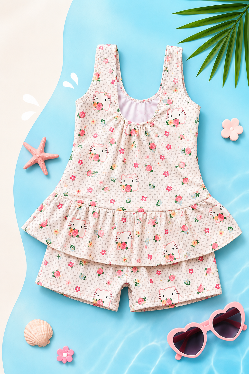 Girls Floral Dotted My Melody Swimming Costume