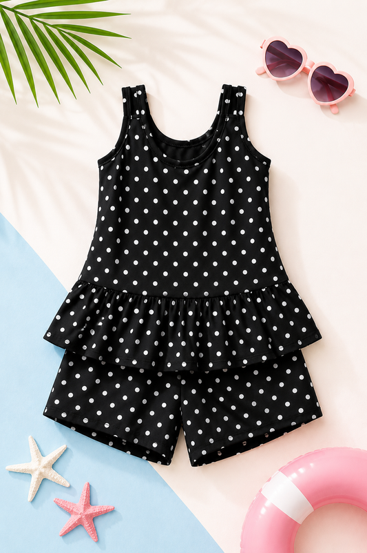 Girls Stylish Polka Dot Swimwear Set