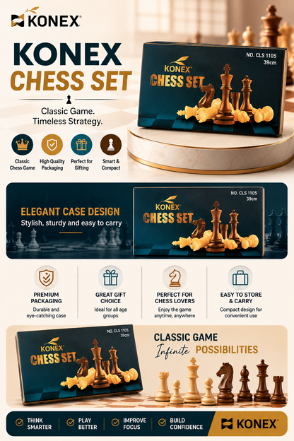KONEX Chess Board Set CLS-1105 | Classic Foldable Chess Game