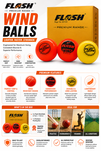 FLASH Premium Range Wind Ball for Training & Recreational Play(Pack of 3)