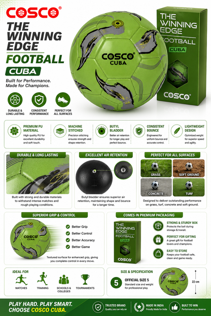 COSCO Cuba Football Size 5 | Durable Training Soccer Ball