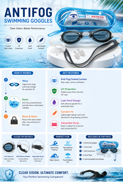 Anti-Fog Junior Swimming Goggles with Soft Silicone Fit