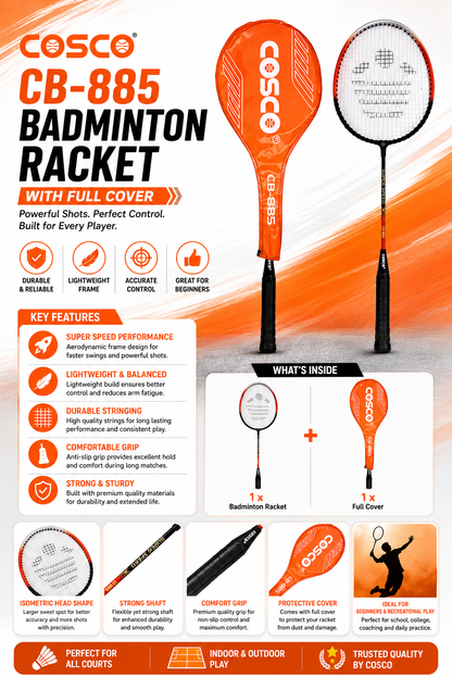 COSCO CB-885 Aluminium Badminton Racquet | Beginner-Friendly Design