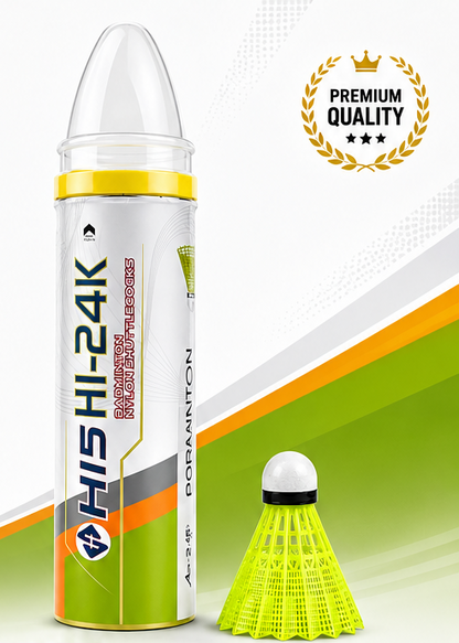 HI5 HI-24K Badminton Shuttle Cock | Nylon Plastic Shuttlecocks Pack of 6