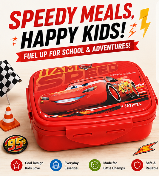 JAYPEE Disney Speed Car 600ml| SteelTek Insulated Stainless Steel Lunch Box