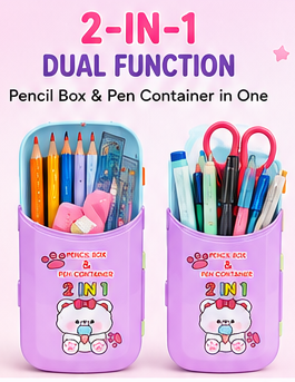 Bear Theme 2-in-1 Pencil Box with stand for Kids