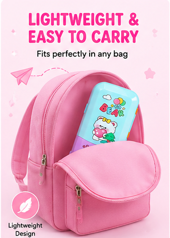 Bear Theme 2-in-1 Pencil Box with stand for Kids