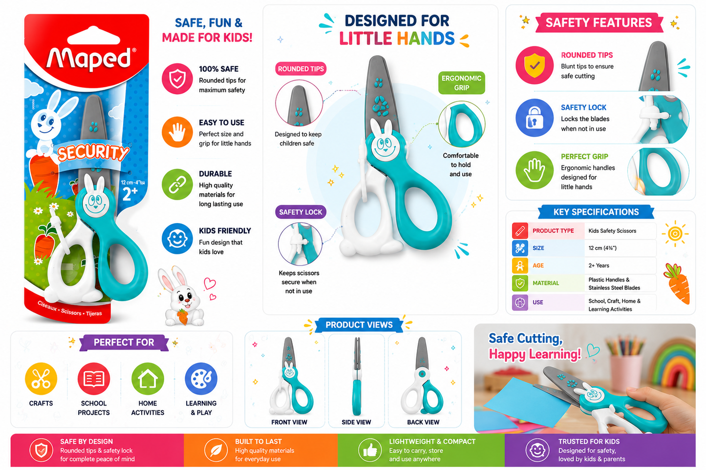 Maped Kidicut Security Safety Scissors for Kids