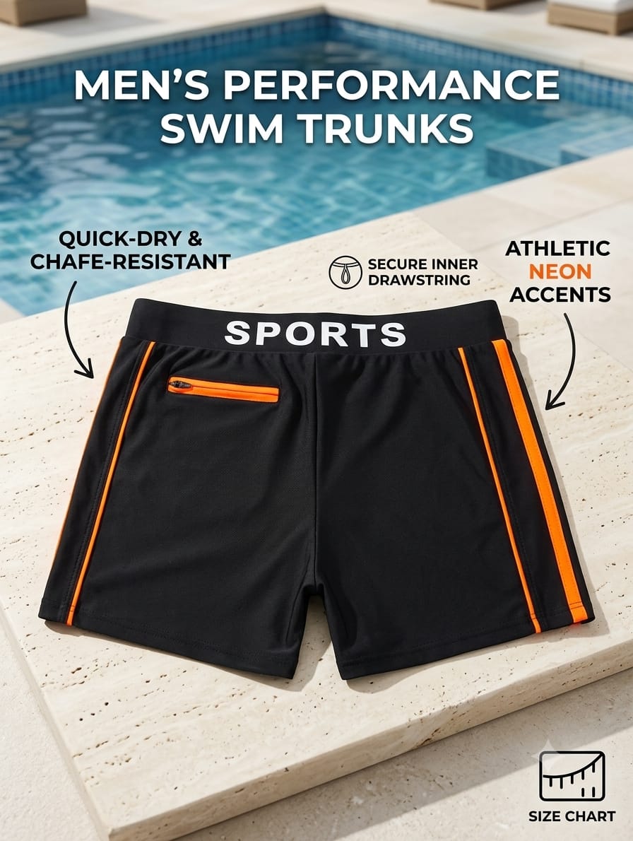 Boys Athletic  Swim Trunks with Contrast Side Panels