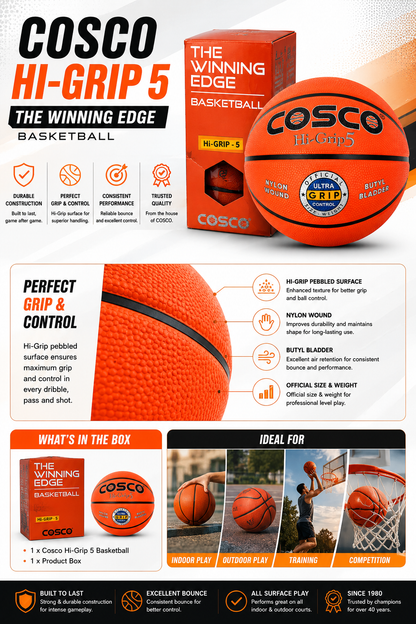 Cosco Hi-Grip Basket Balls | Durable Outdoor & Indoor Basketball