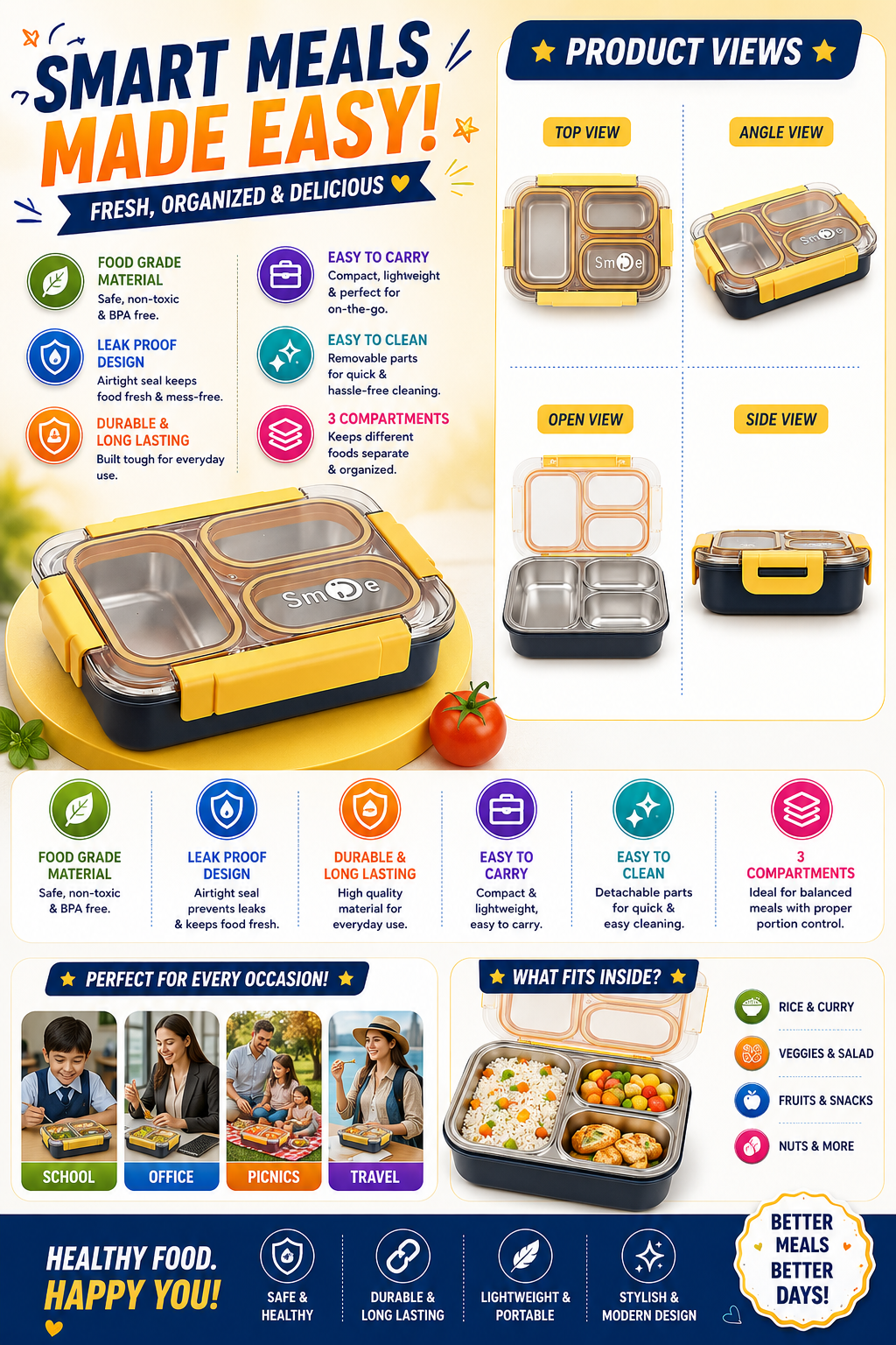 Stainless Steel Lunch Box 710ml