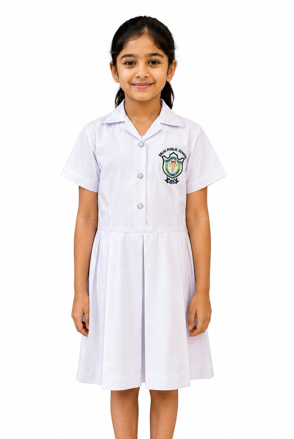 white tunic girls for class 1st to 5th dps uniform
